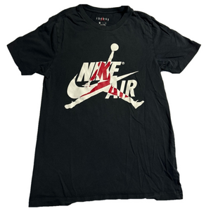 Nike Air Jordan Black Large Logo Graphic Tee T-Shirt Men Small Basketball Hoops